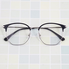 [Nologo no.NB-7062]남녀공용 레트로 디자인 다각형 반뿔테 투명 하금테안경하루홀릭,남자,여자,수제안경,메탈안경,티타늄안경테,패션안경