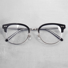 [Metal no.BU-9789]레트로스타일 라운드형 메탈콤비 반뿔테 하금테안경보급형 자외선 블루라이트 차단렌즈하루홀릭,남자,여자,수제안경,메탈안경,티타늄안경테,패션안경