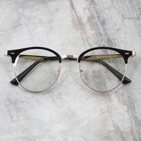[Metal no.BU-5812]동그란 오버사이즈 복고패션 반뿔테 하금테안경보급형 자외선 블루라이트 차단렌즈하루홀릭,남자,여자,수제안경,메탈안경,티타늄안경테,패션안경